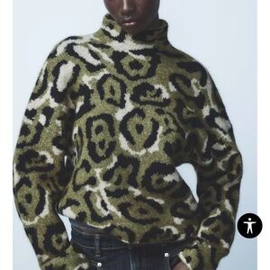 ZARA JACQUARD KNIT ANIMAL PATTERN SWEATER